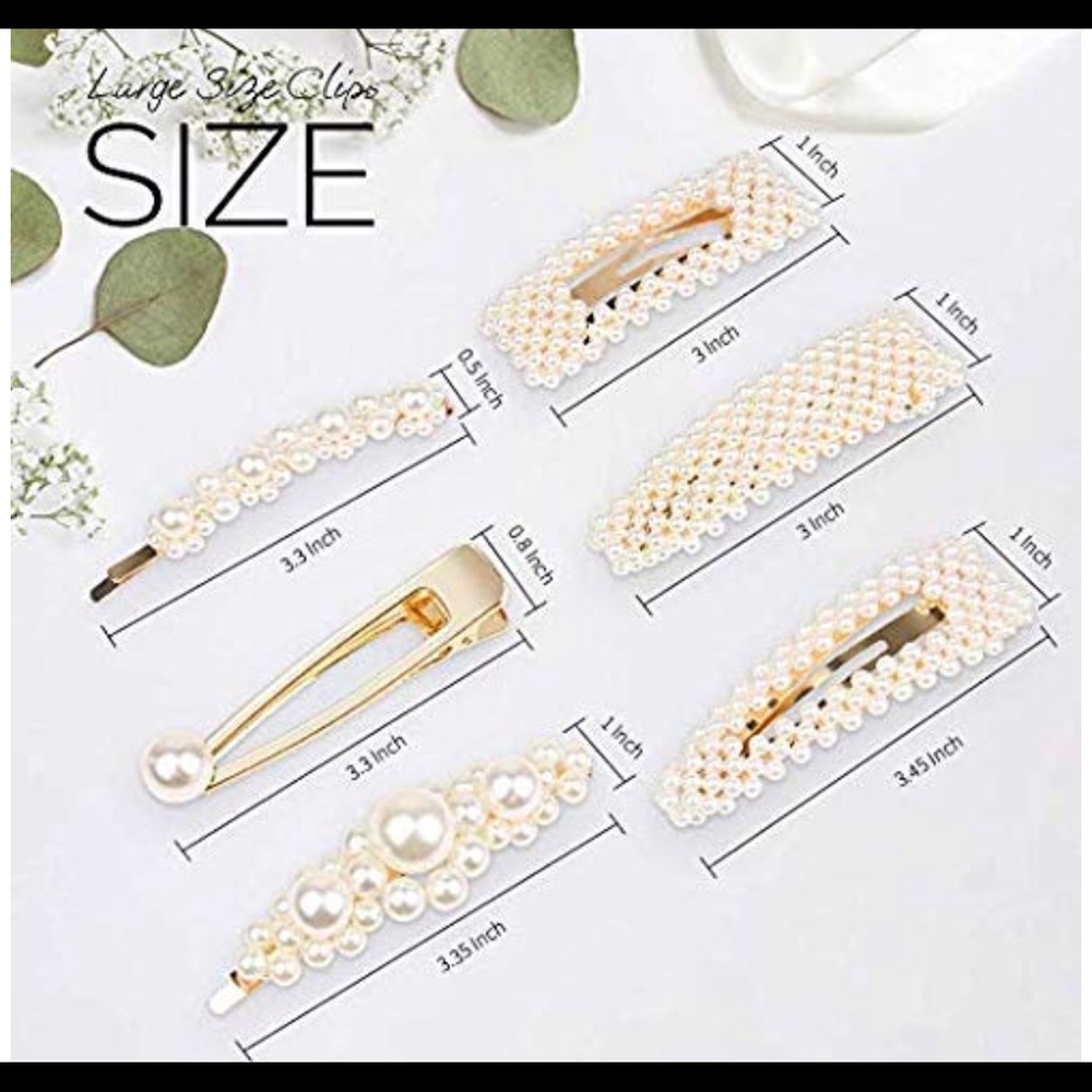 4 Piece Pearl Gold Hair Barrette - Picture 7 of 7